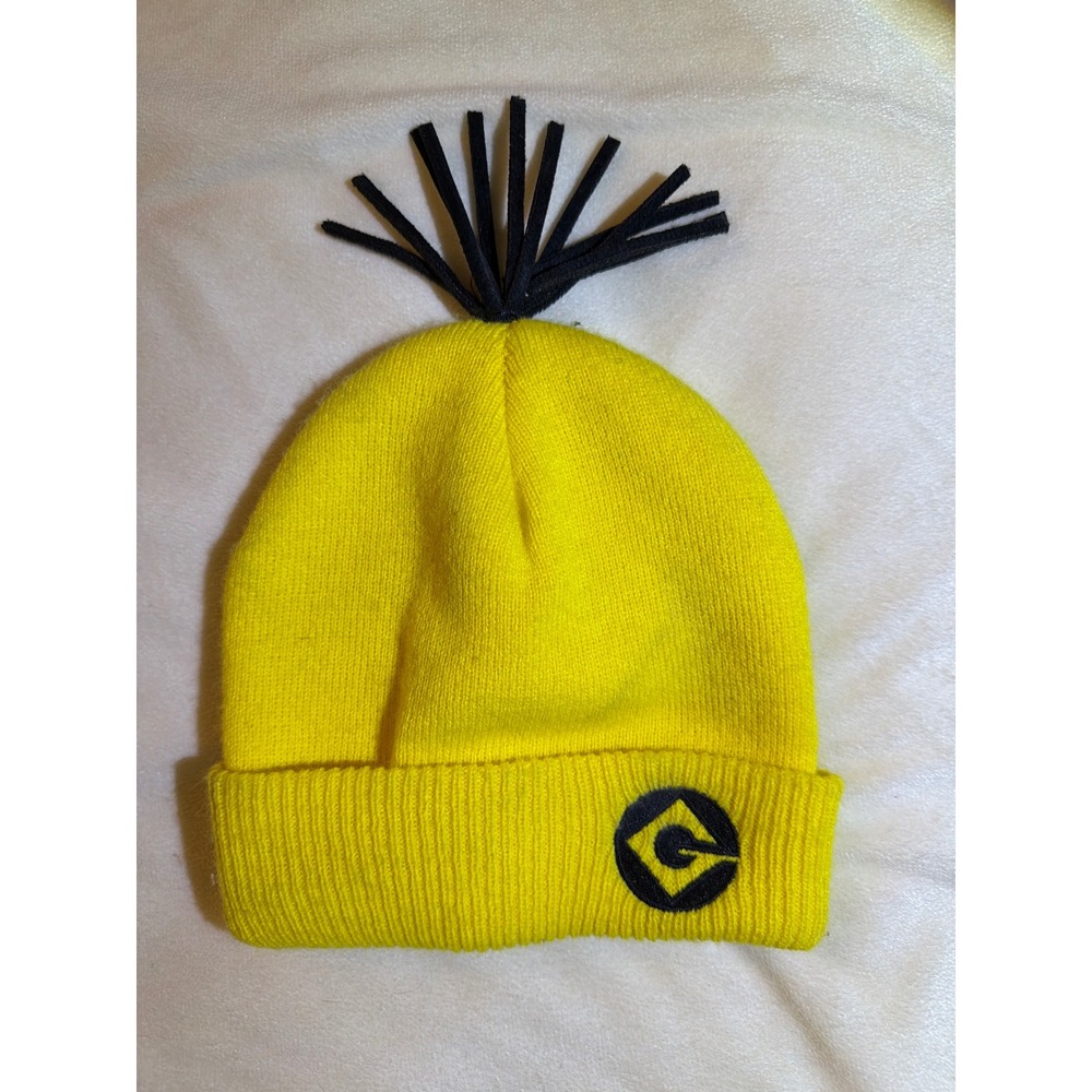Illumination Minions Yellow Knit Beanie Hat Gru Logo Despicable Me Costume